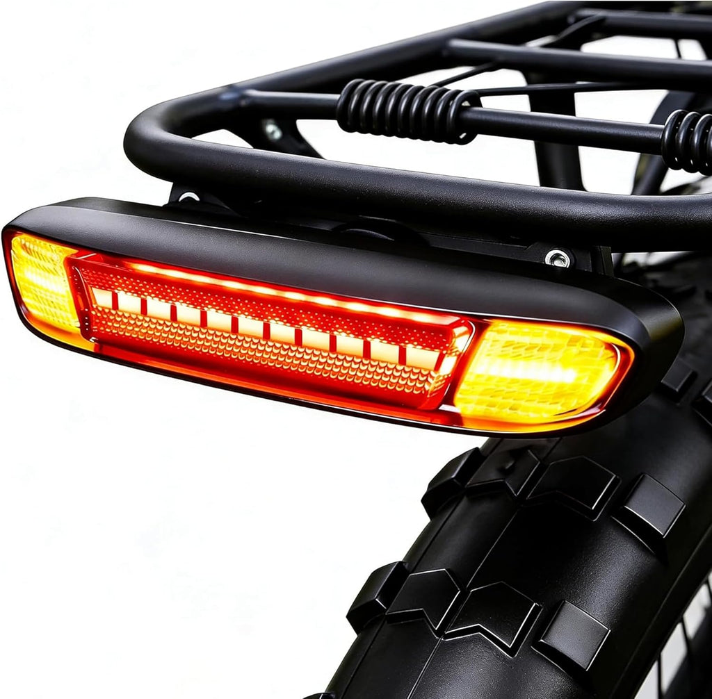 USB-C Bike Tail Light Red Yellow Dual Flash IPX6 Waterproof Rack Lamp