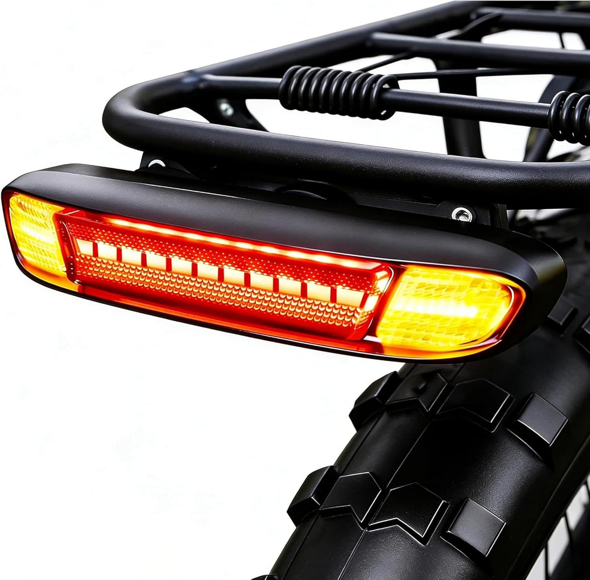 USB-C Bike Tail Light Red Yellow Dual Flash IPX6 Waterproof Rack Lamp