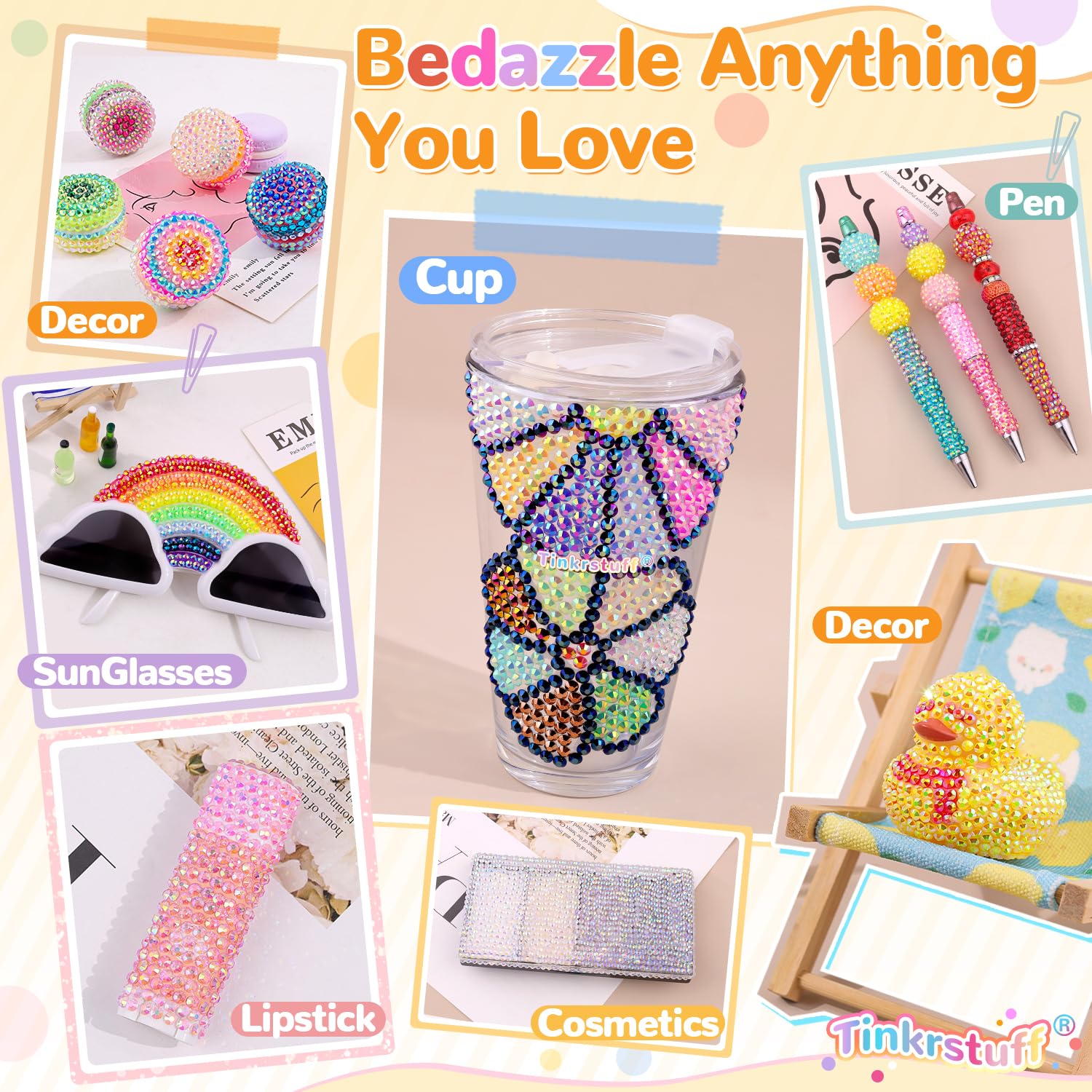 TINKRSTUFF 50000Pcs 60 Colors Jelly Rhinestones Bedazzling Kit