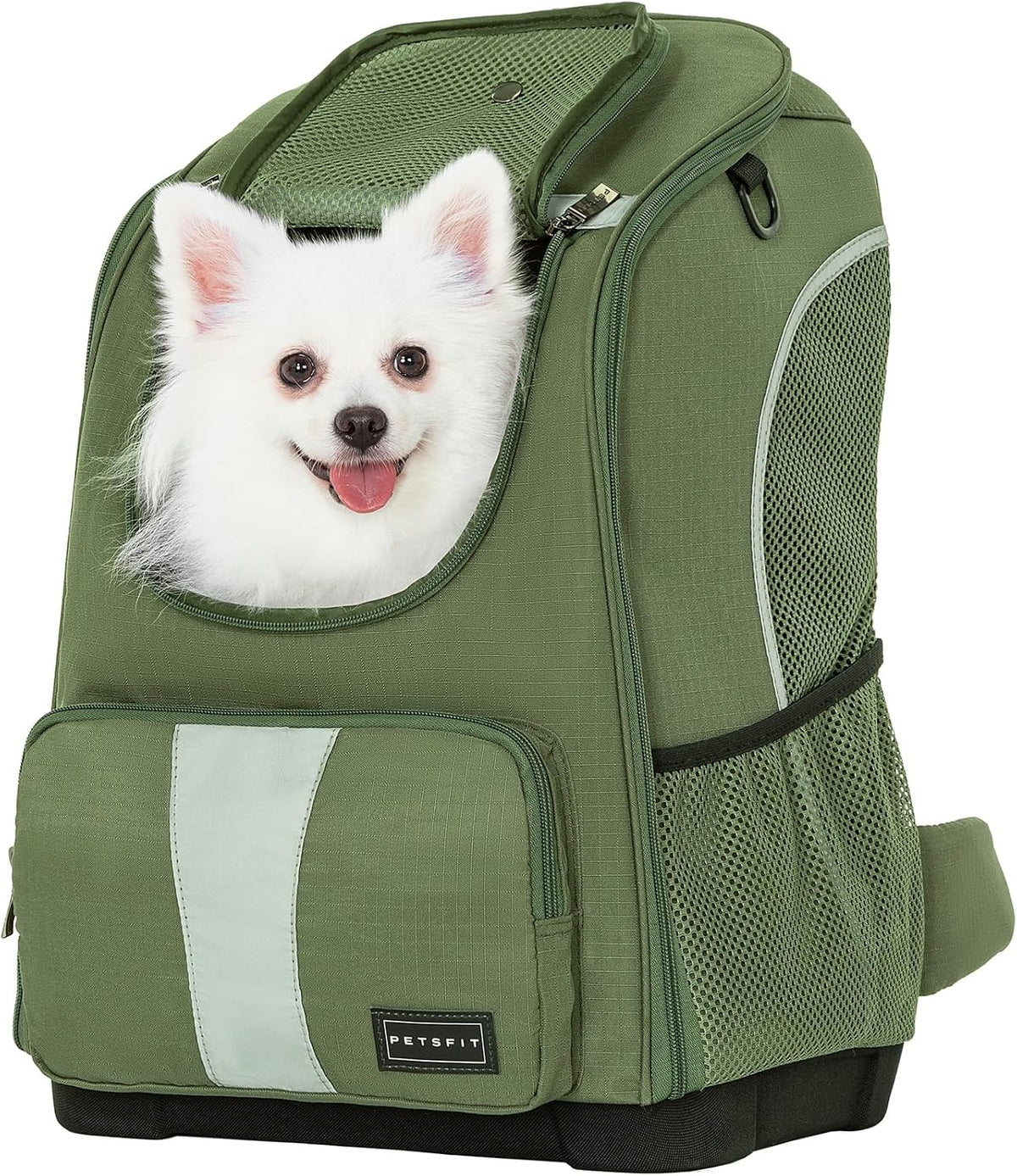 Petsfit Pet Dog Carrier Backpack with Upgraded Weight Reduction Design, Cat Dog Backpack with Large Ventilations, Easy-Fit for Traveling Hiking Camping for Small Medium Dogs and Cat, Green