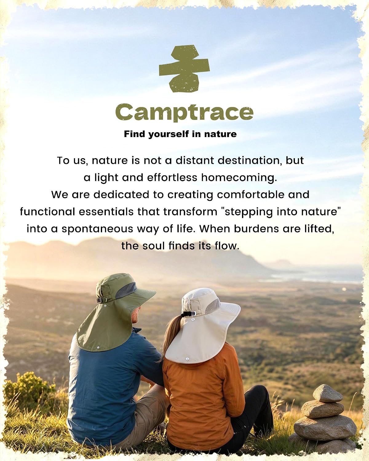 Camptrace Sun Hats for Women Men with Neck Flap UV Protection Wide Shade
