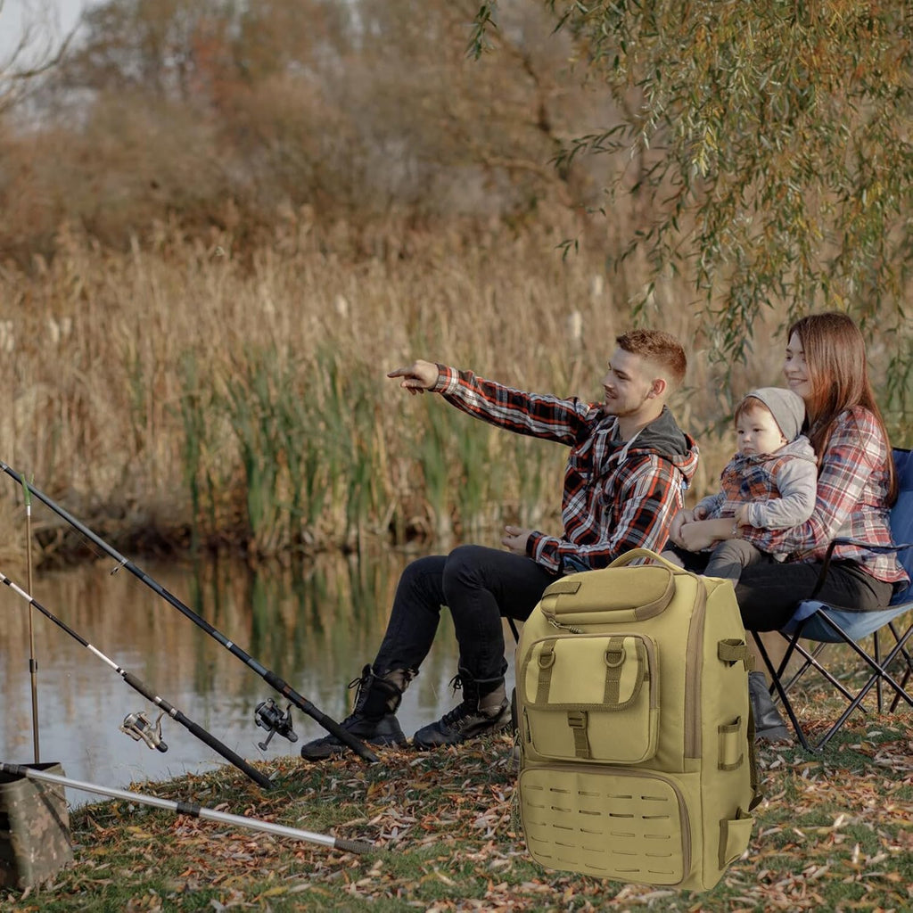 Fishing Backpack with Rod Holders 4 Tackle Boxes,40L Takle Bag for Camping