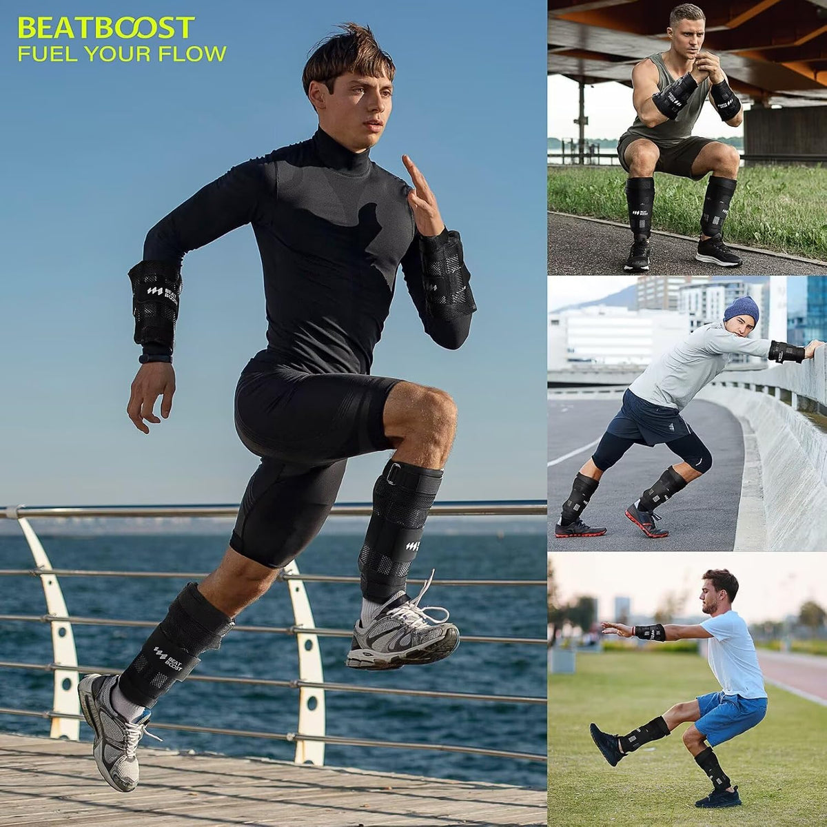 BeatBoost Ankle Wrist Weights 5lb/10lb/15lb/20lb/25lb/30lb Adjustable Leg Arm Weights for Men Walking Pilates Exercise Workout Gym Aerobics