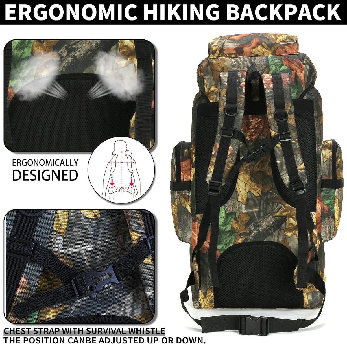 Hiking Backpack for Men 70L/100L Camping Backpack Military Rucksack Molle 3 Days Assault Pack for Climbing