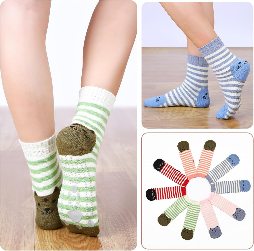 SISOSOCK Non Slip Slipper Socks with Grips for Women Cabin Crew House Socks