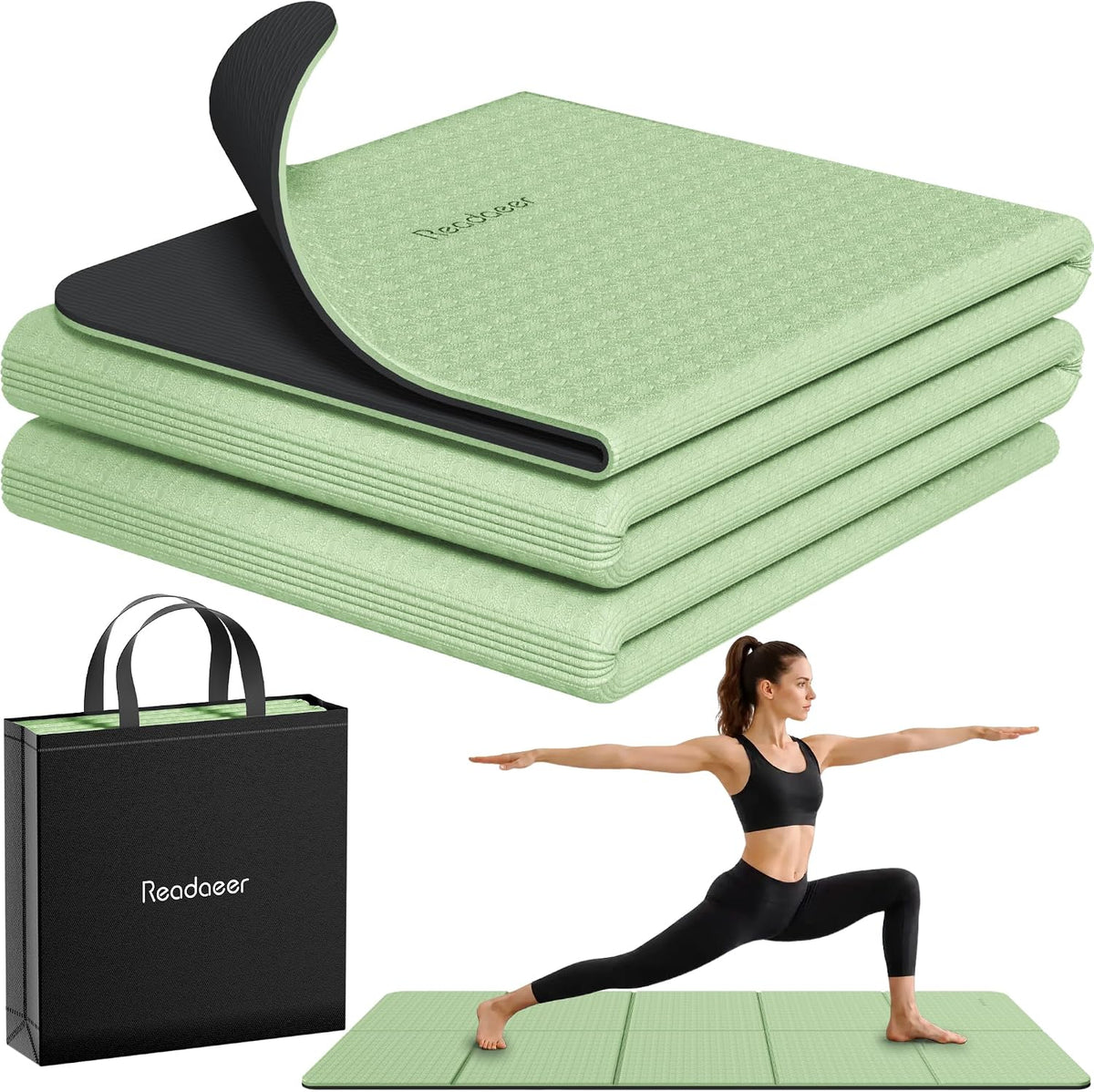 Readaeer Double Color Yoga Mat - 72"x24"x0.24" (6mm),Non-Slip TPE Exercise Mat