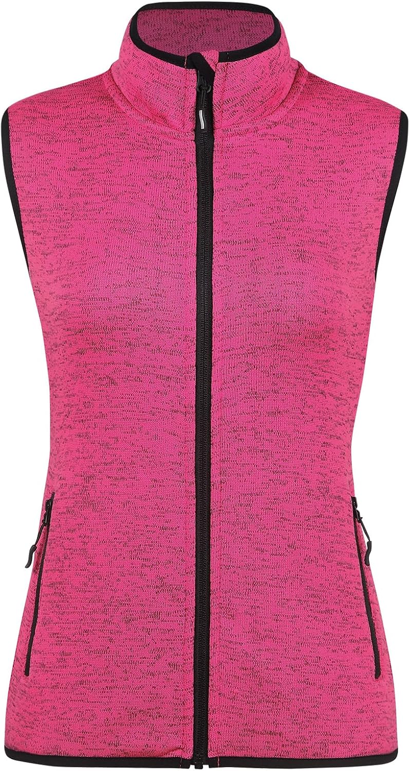 Zip Up Womens Vest with Zipper Pockets Sweater Fleece Vest