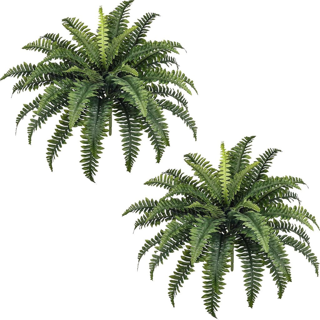 FOREST PRINCE 35" Fake Ferns Artificial Bush Plants for Outdoors, 2-Pack