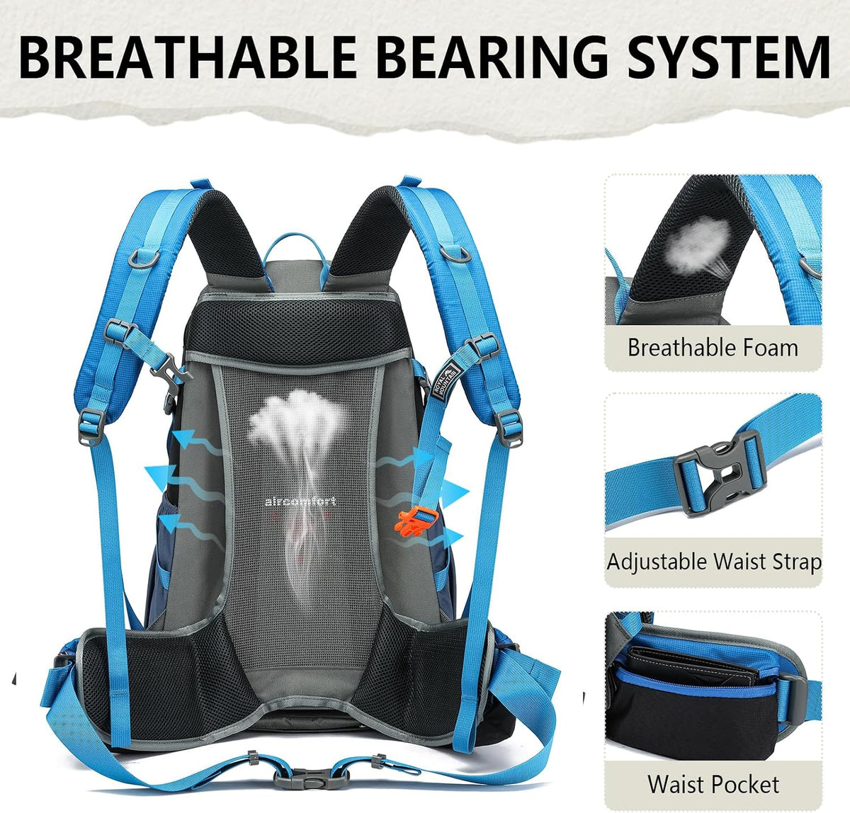35L Lightweight Hiking Backpack for Women Men Waterproof Camping Backpack