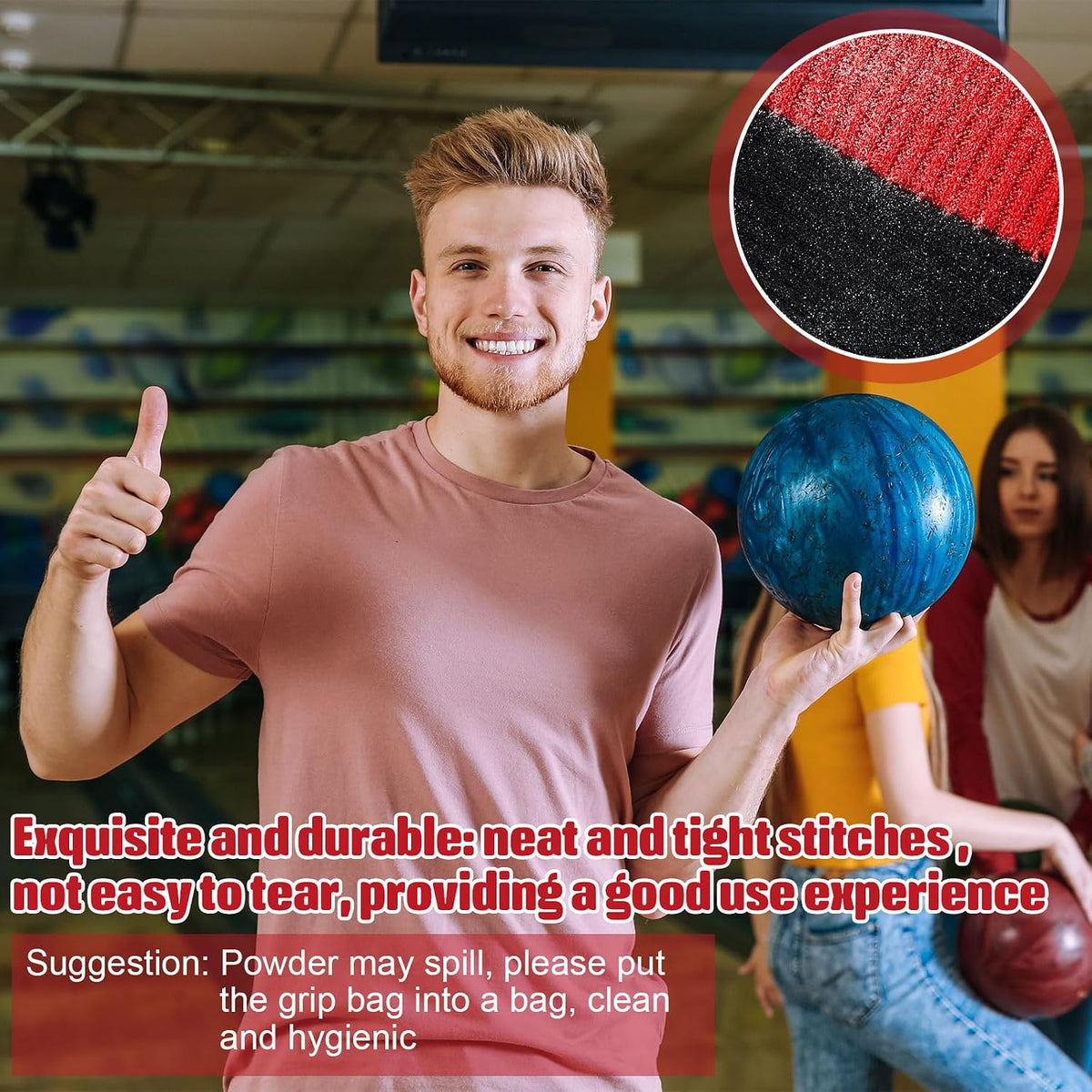 Lewtemi Microfiber Ultra Dry Bowling Grip Ball, 2 Pcs Microfiber Bowling Rosin Bags for Hands for Golf Lifting Rock Climbing Tennis Gymnastics