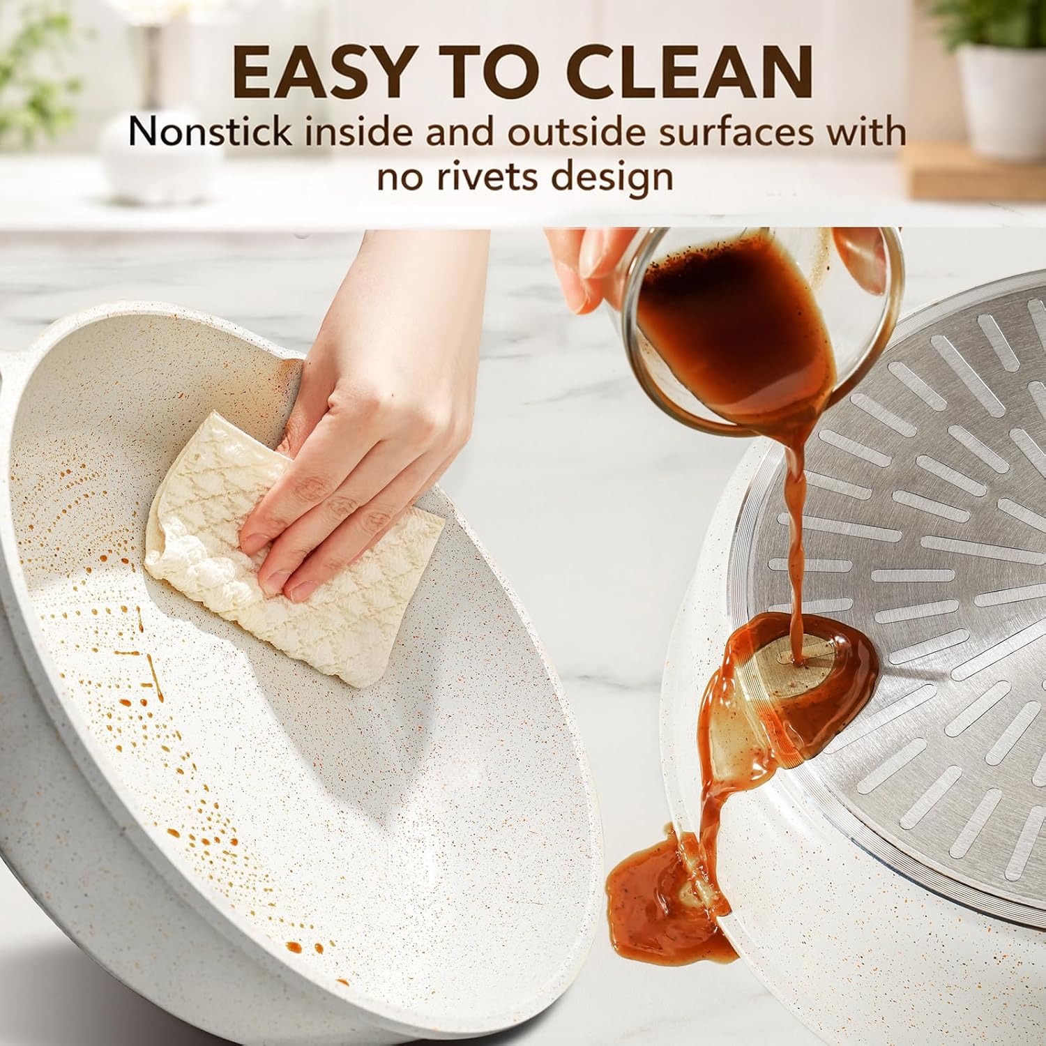 SENSARTE Nonstick Ceramic Cookware Set, 13-pcs Non-toxic Pots and Pans Set