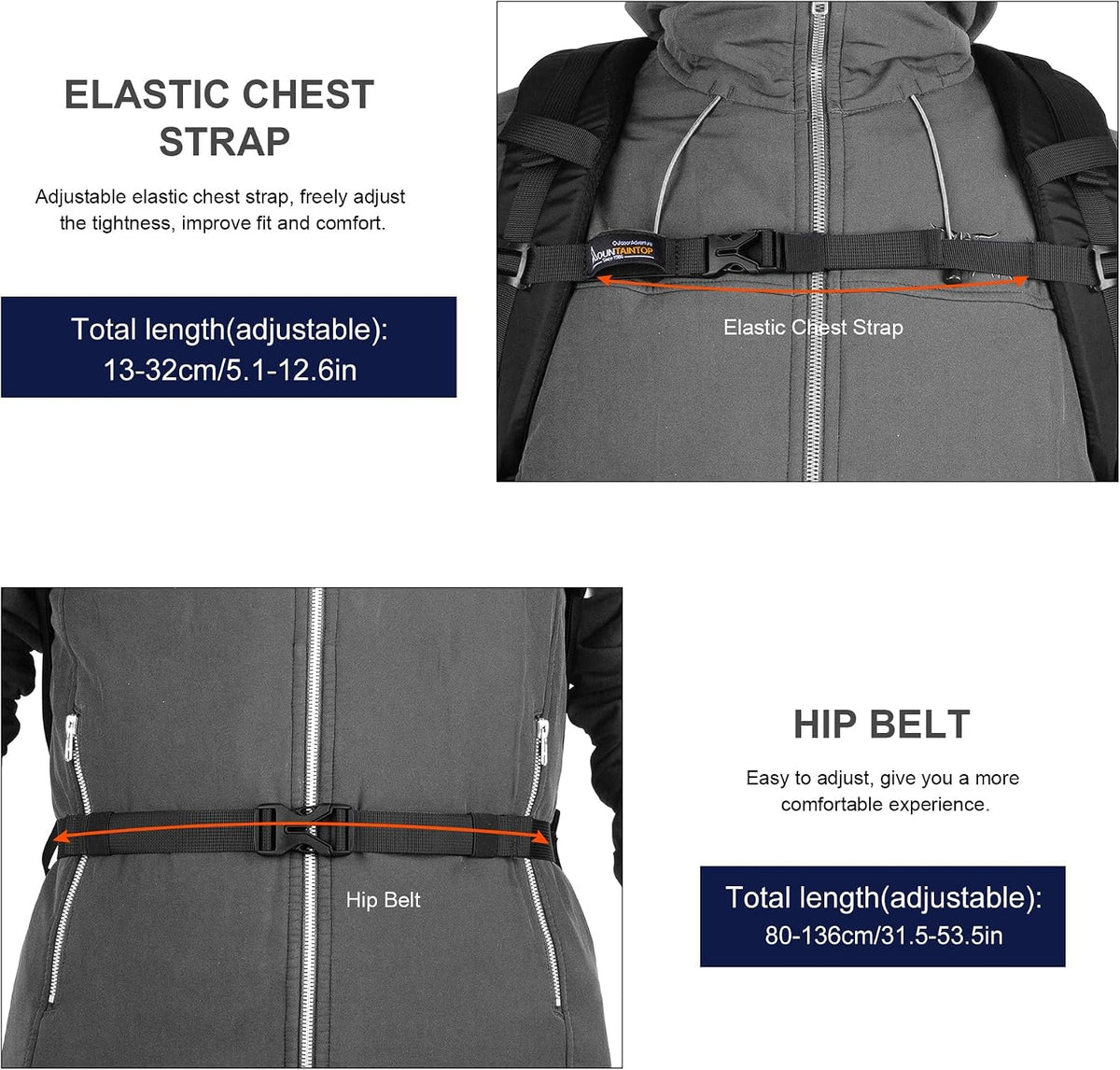 MOUNTAINTOP 25/30L Lightweight Hiking Backpack, Outdoor Daypack