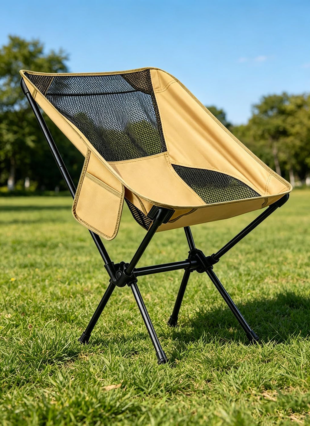Wind Tour Portable Folding Camping Chair for Outdoor Leisure Use Mesh Khaki