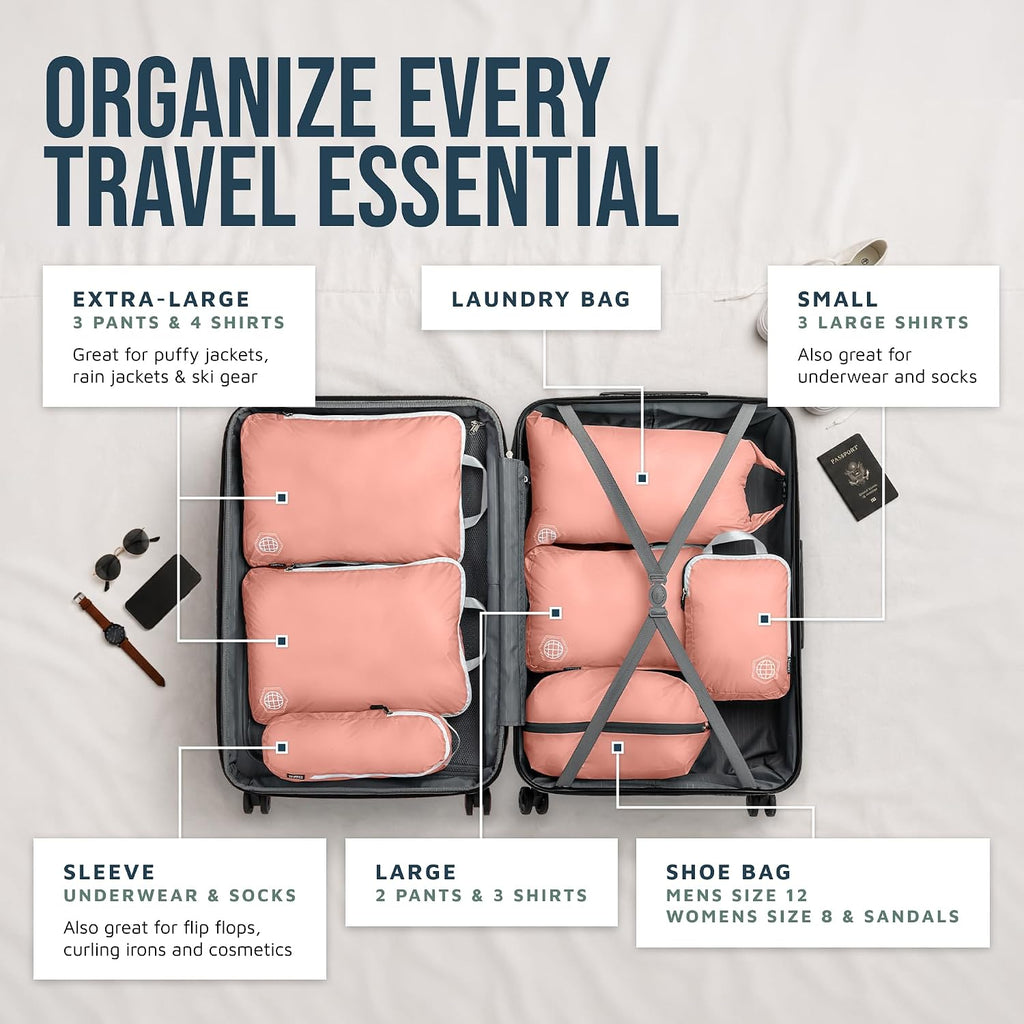TRIPPED Travel Gear Large Compression Packing Cubes 7-Piece Set for Travel