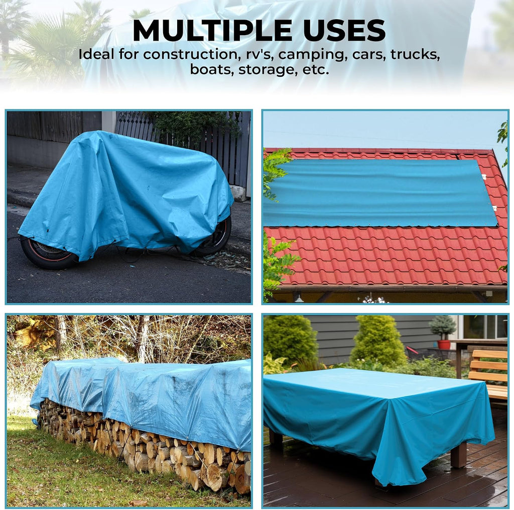 Tarps Heavy Duty Waterproof 20x30 ft, 12 mil Thick Tarp Cover with Grommets