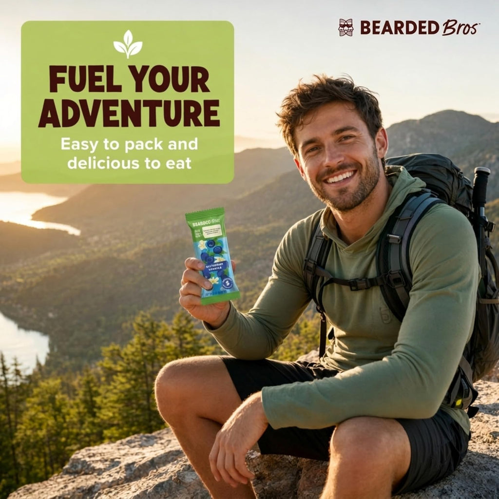 Bearded Brothers Organic Bars, Vegan Energy Bars Blueberry Vanilla 12 Count