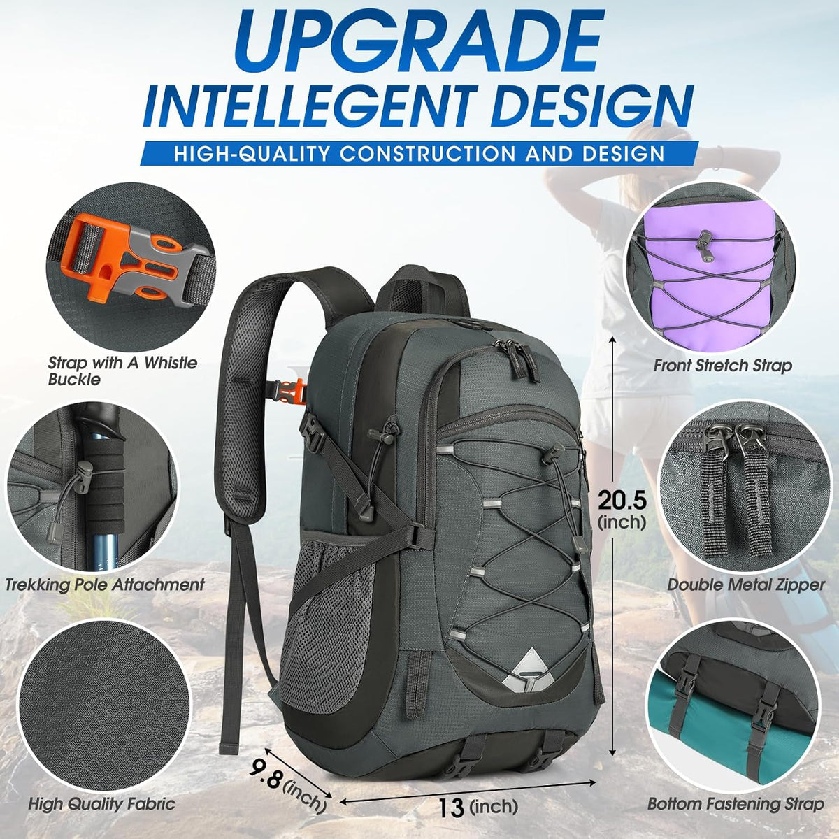 IGOLUMON Hiking Backpack 40L Packable Lightweight Camping Daypack Men Women