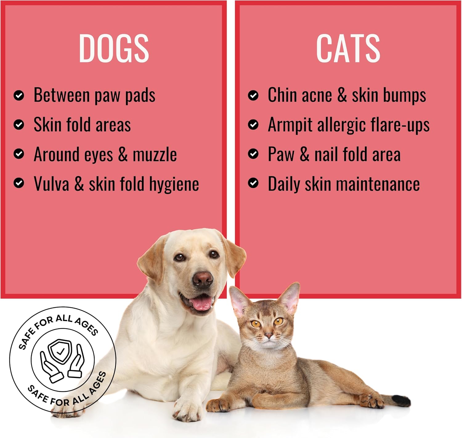 NOVEHA 120PCs XL Formulated Pet Wipes for Dogs & Cats - Safe for Facial & Finger Folds, Underarms, Groin, Hot Spots, Redness & Skin Relief, On-the-Go Size 5.5" x 7"