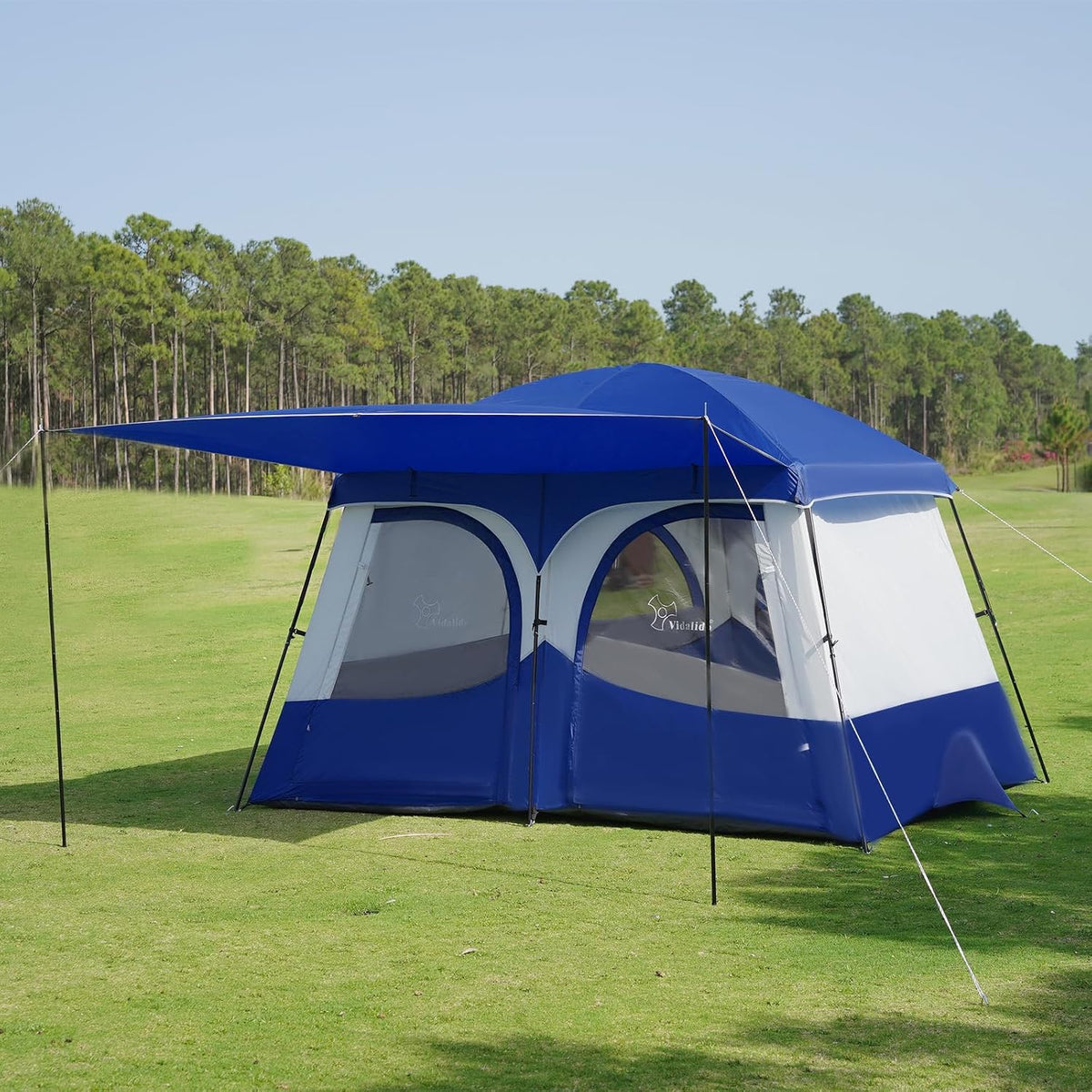 Vidalido Tents，3-4 Person Camping Tent with Extended Vestibule，Weather Resistant Family Tents with Breathable Mesh Windows，Easy Install Waterproof Outdoor Tent for Backpacking and Camping Hiking
