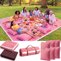 Boao Extra Large Picnic Blanket, 98" x 78" Red Gingham Picnic Blanket Set