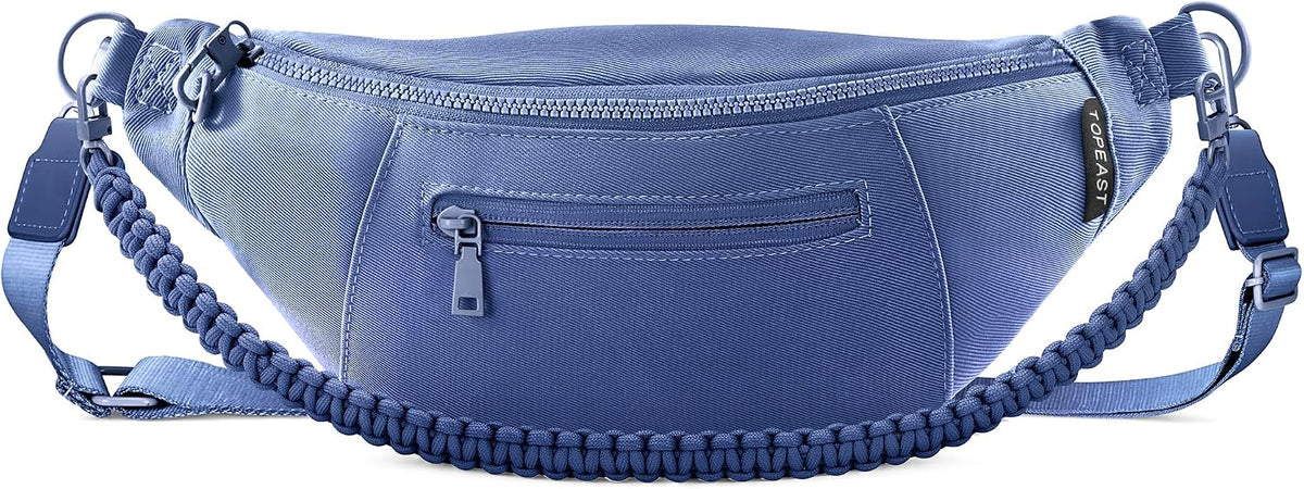 TOPEAST Fanny Pack for Women, Anti-Theft Travel Belt Bag Crossbody Sling Bag Purse with RFID Blocking, Small Fashion Bum Bag with Multiple Pockets for Hiking Walking Sport, Navy Blue