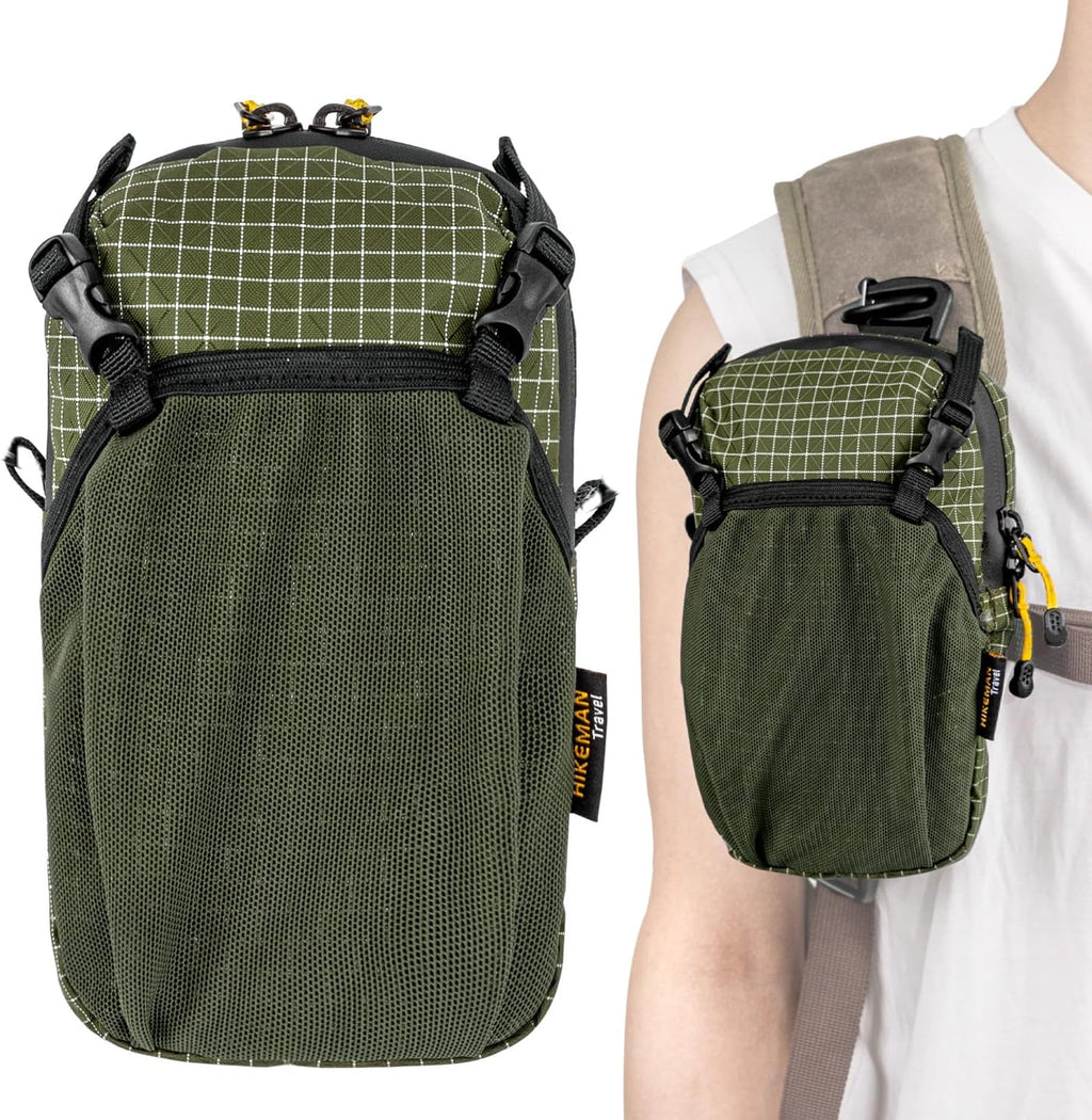 HIKEMAN Backpack Shoulder Strap Pouch - Smartphone Strap Pack,Waterproof Backpack Strap Pocket Attachment Bag for Hikers,Small Crossbody Bag Waist Pack for Sports Hiking Camping (Army Green)