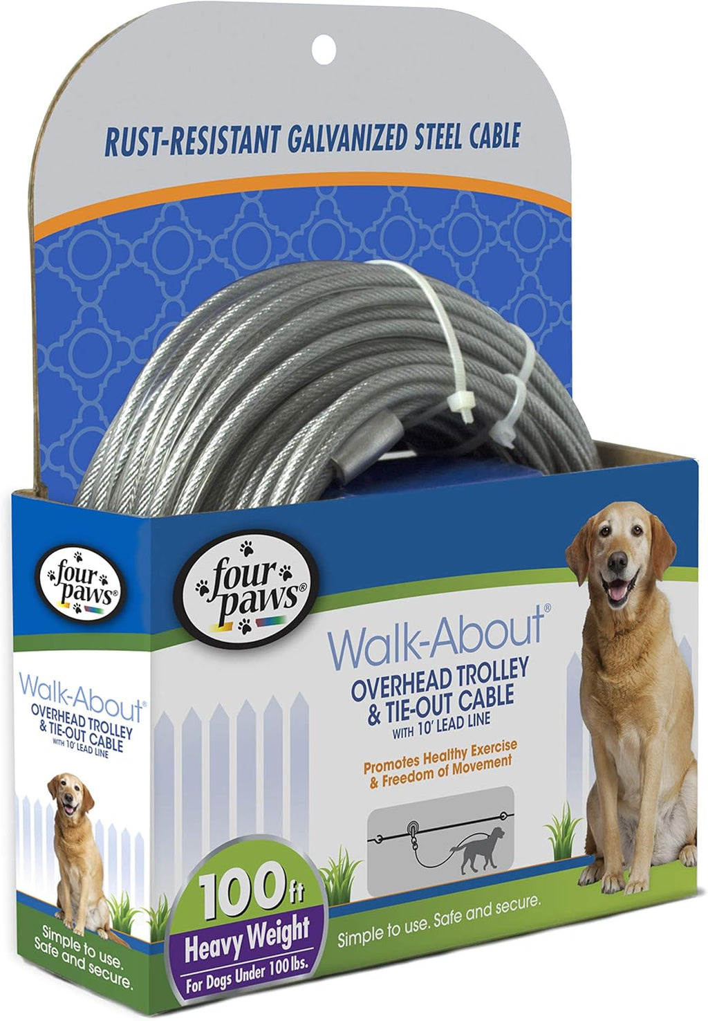 Four Paws Heavy Weight Trolley Exerciser Silver 100 Feet