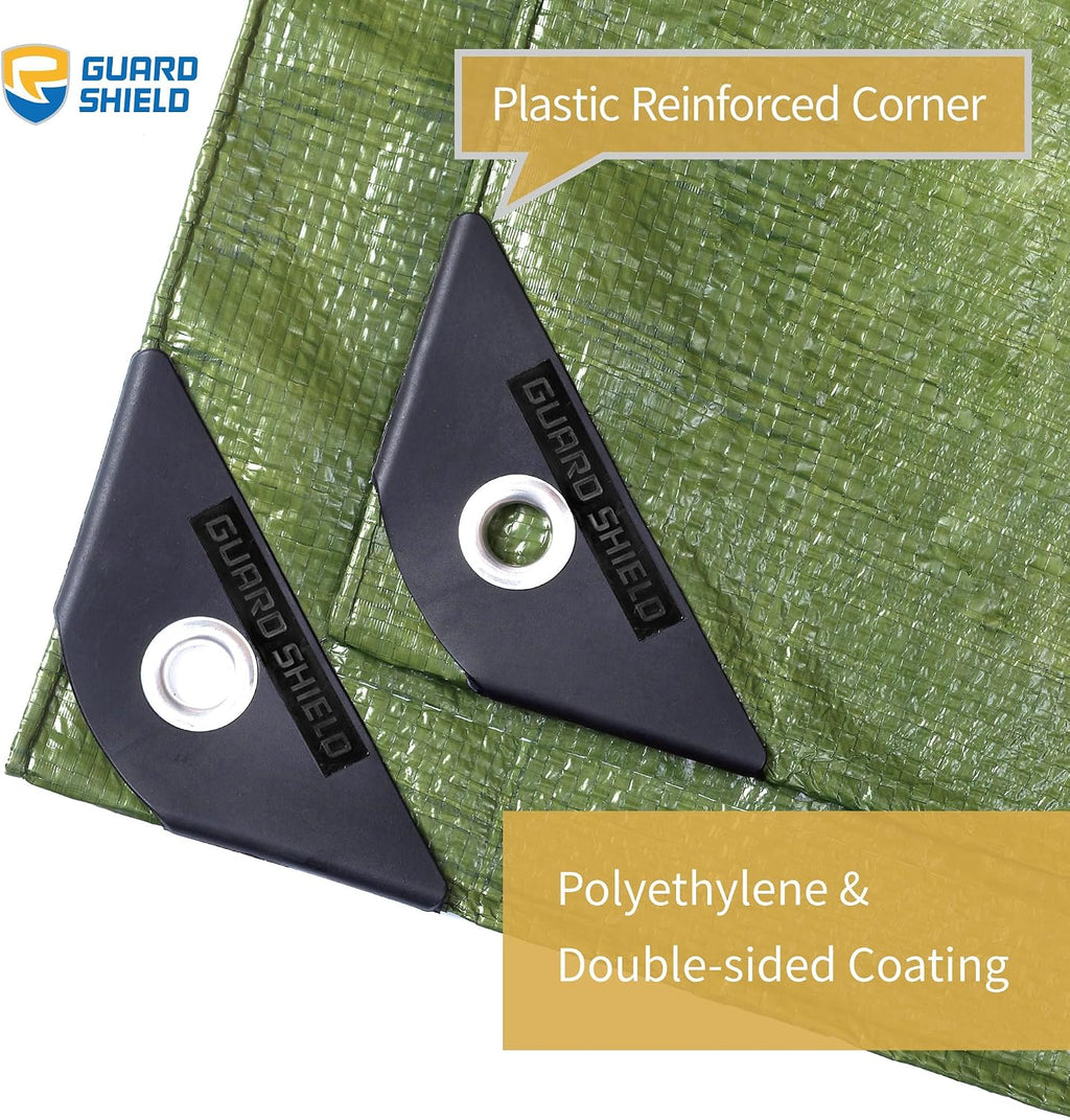 GUARD SHIELD Tarp Green 12x16 Feet Multi Purpose Waterproof Poly Tarp Cover 5mil