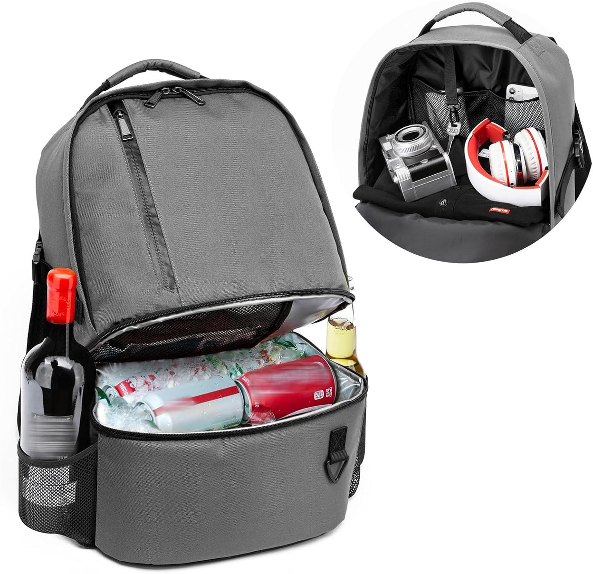 TUGUAN Dual Compartment Cooler Backpack Insulated 16Cans Lunch Box Backpack