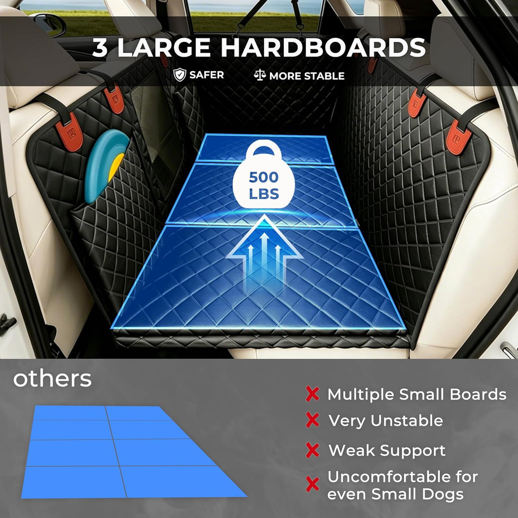 Hard Bottom Dog Car Seat Cover for Back Seat,900D Heavy Duty 500lbs Support