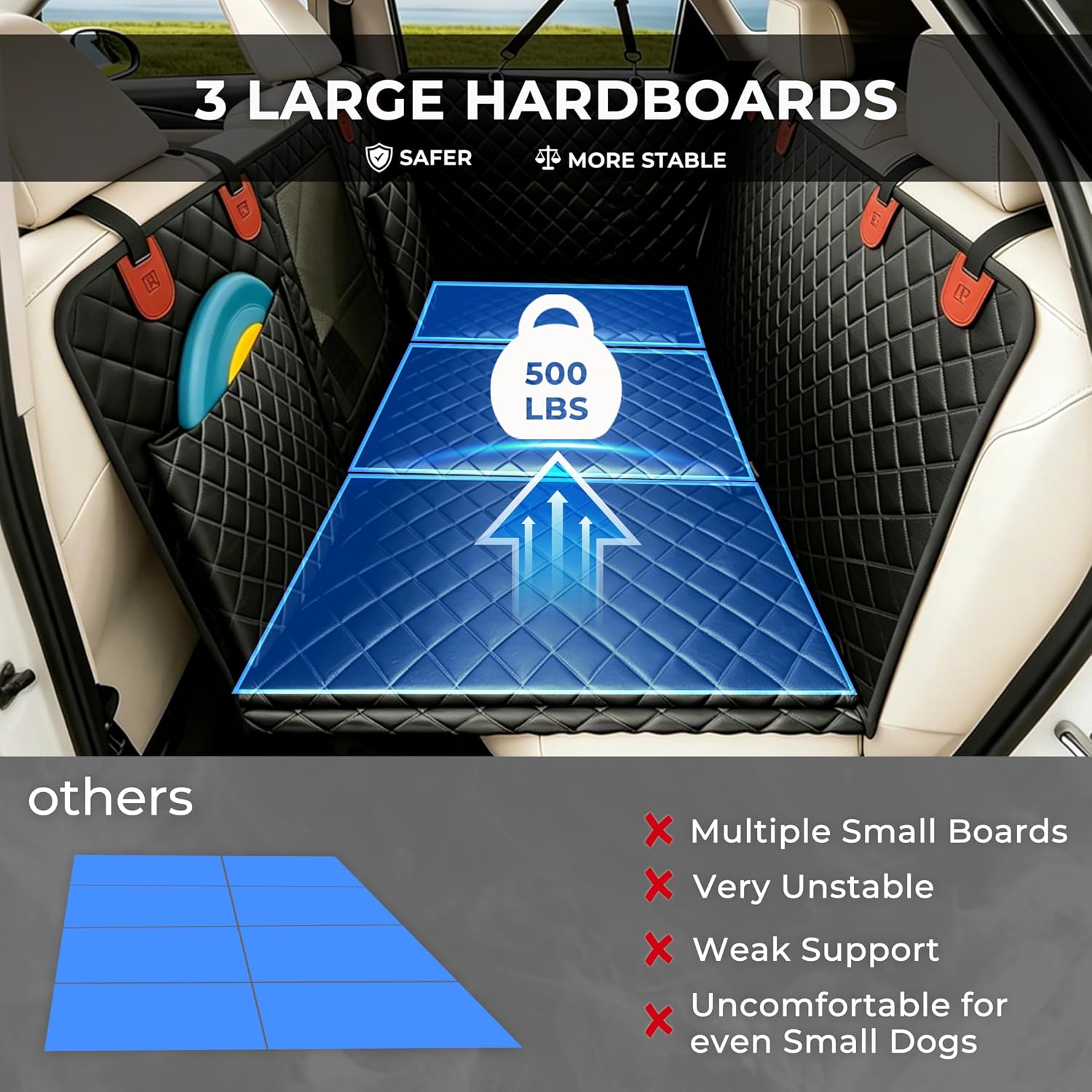 Hard Bottom Dog Car Seat Cover for Back Seat,900D Heavy Duty 500lbs Support