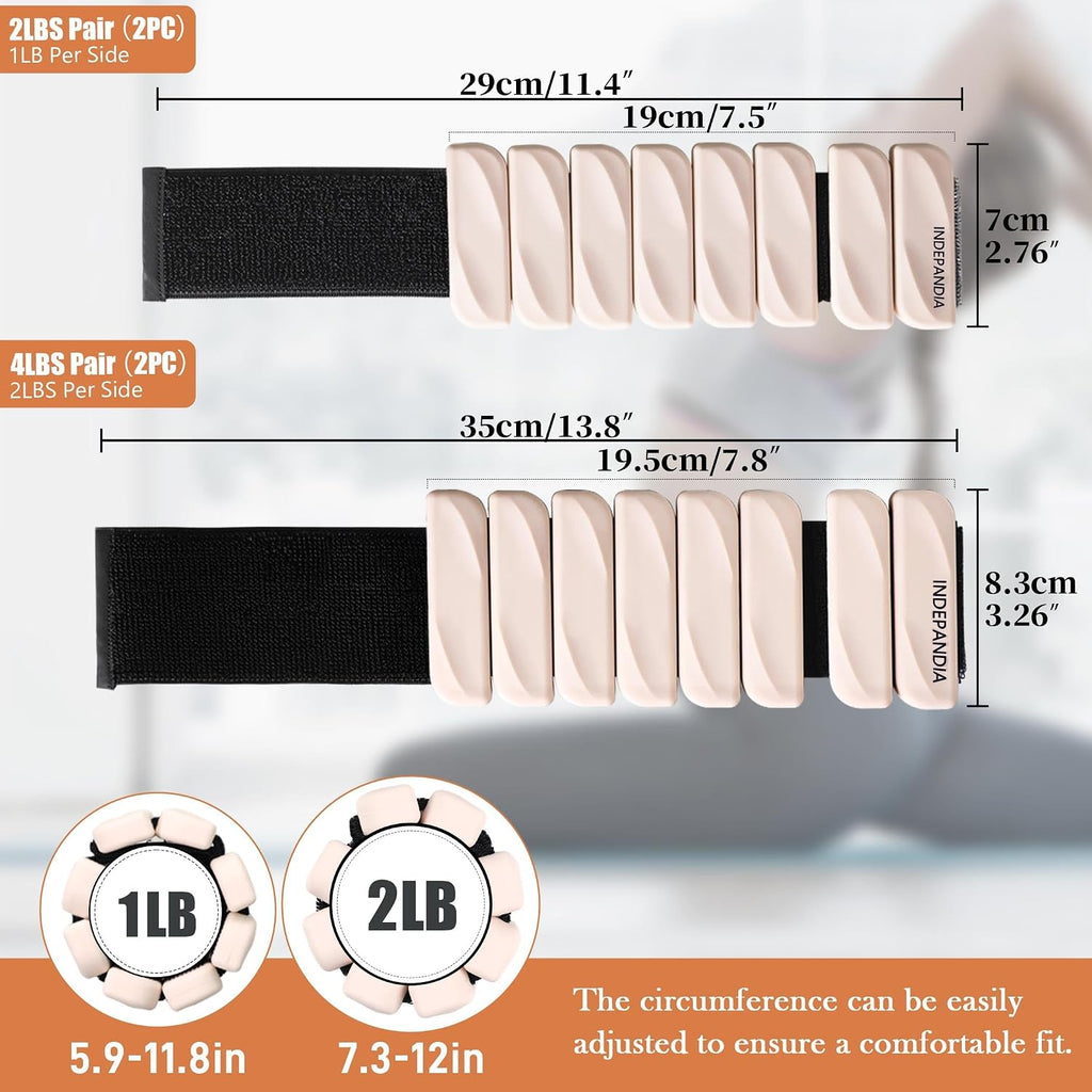 Ankle Wrist Weights for Women 2lbs/4lbs Pairs Adjustable Silicone Weights