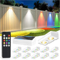 JOFIOS Fence Lights Solar Powered with Remote, 9 Fixed Colors ＆ Color Changing White Fence Lights Waterproof IP65 Dusk-to-Dawn LED Deck Lighting for Patio, Railing, Pool, Porch, Backyard, 12 Pack