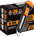 REXBETI 36-Pack Box Cutters, Retractable Utility Knife, 18mm Wide Blade