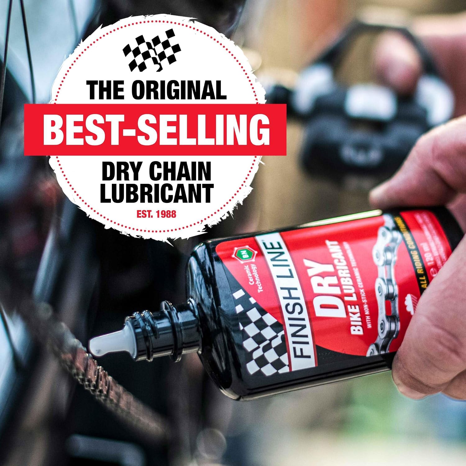 Finish Line Dry Bike Chain Lube – Ceramic Dry-Film Lubricant – Dirt & Dust Resistant