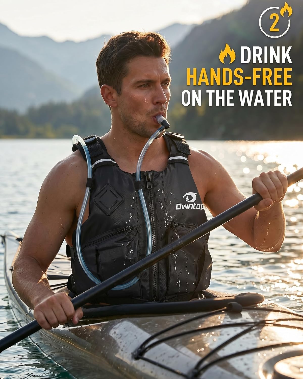 Owntop Women & Men Swim Vest for Kayaking & Paddle Sports, Adjustable Swimming Vest for Adult, Large Armhole Swim Jacket with Waist Strap for Fishing & Boating