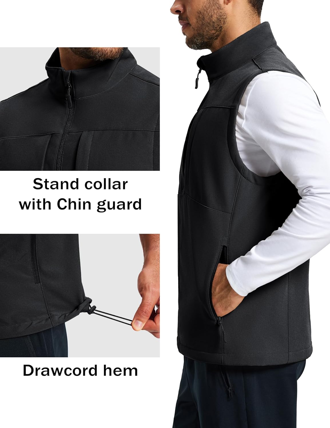 MAGCOMSEN Men's Lightweight Softshell Vest Outerwear Fleece Golf Running