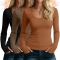 Riyiper 3 Pack Women's Thermal Long Sleeve Shirts Scoop Neck Top