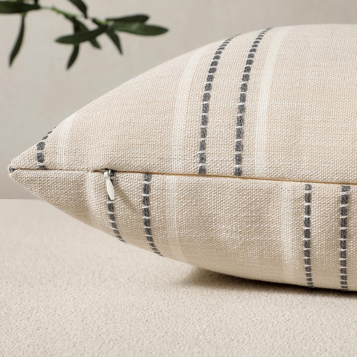 Hckot Decorative Throw Pillow Covers 20x20 Set of 2 Striped Pillow Covers
