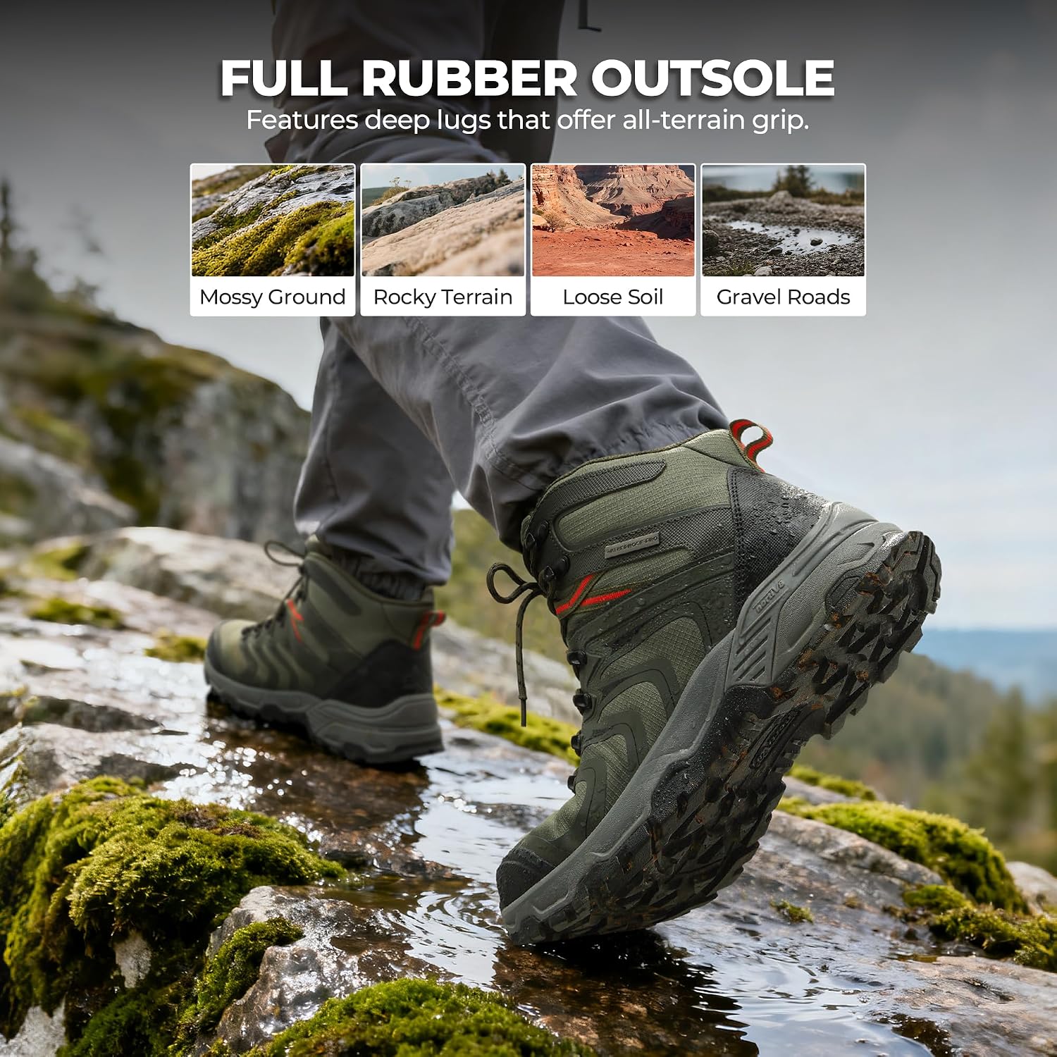 NORTIV 8 Men's Waterproof PRO Hiking Boots Outdoor Lightweight Non-Slip Arch Support Trekking Camping Ankle Boots Armadillo Update