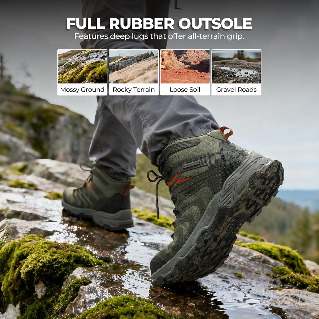 NORTIV 8 Men's Waterproof PRO Hiking Boots Outdoor Lightweight Non-Slip Arch Support Trekking Camping Ankle Boots Armadillo Update