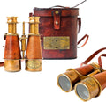Nautical Design Antique Victorian Marine Brass Leather Binocular Sailor Instrument London 1915 Orange for Home & Office Outdoor Camping