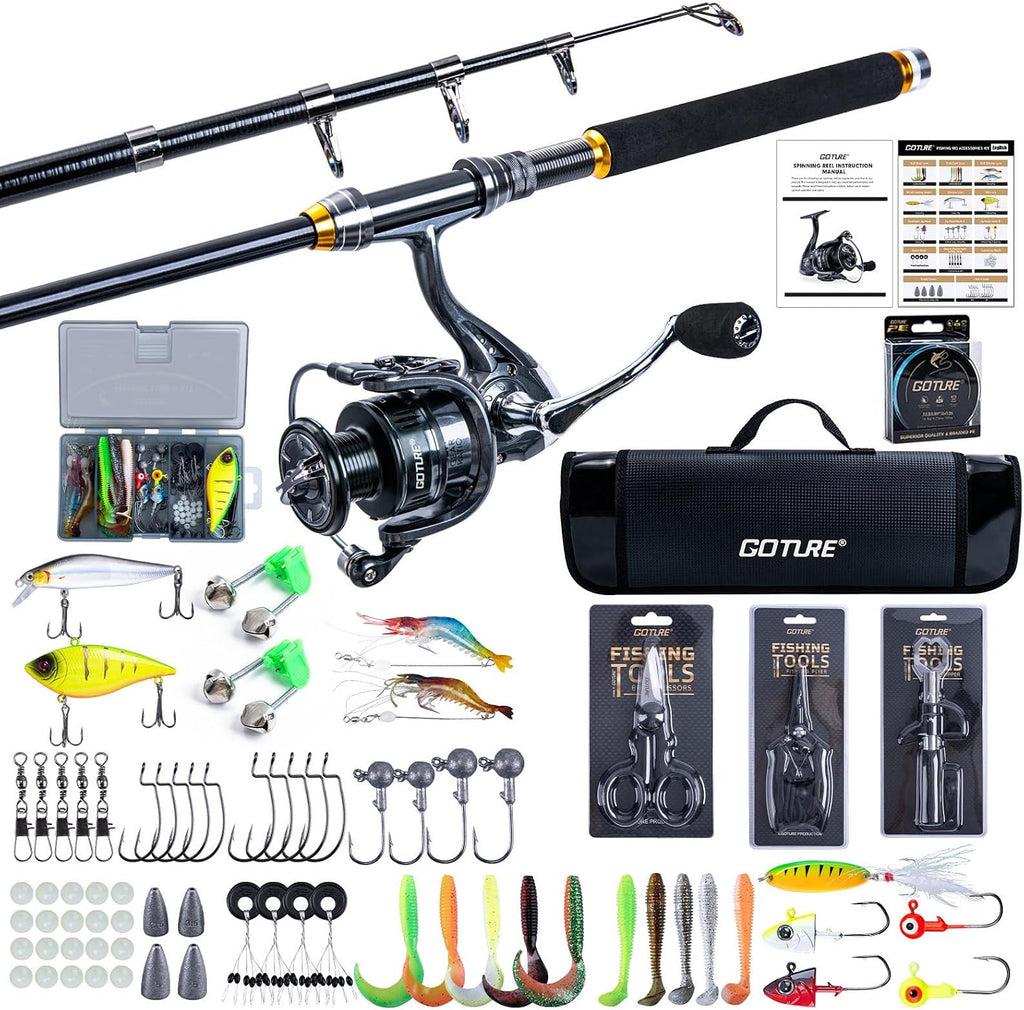 Goture Telescopic Fishing Rod and Reel Combo with Carrier Bag,1.8M-2.7M