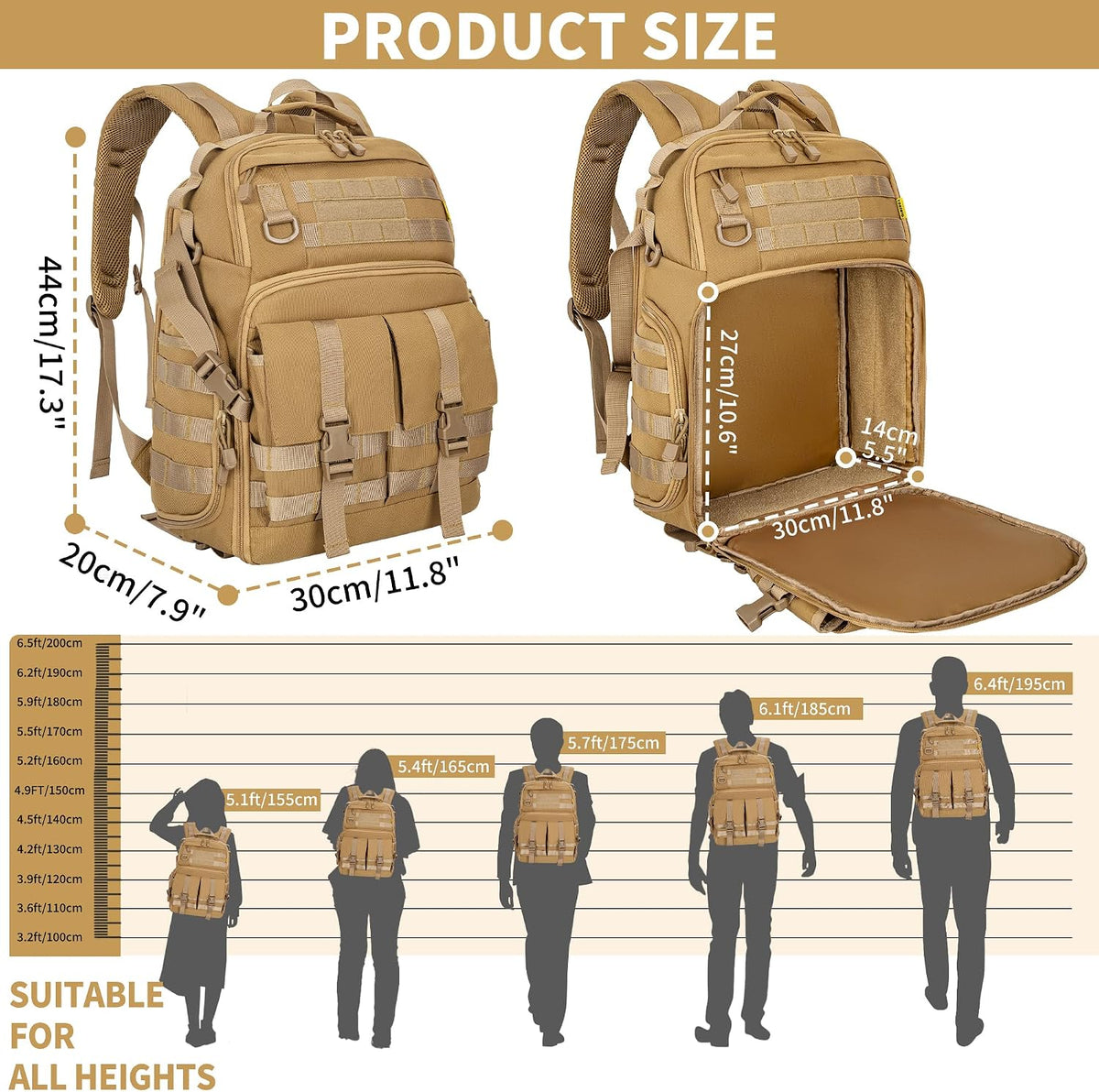 TORIBIO Camera Tactical Backpack Bag for DSLR/SLR/Mirrorless Photography