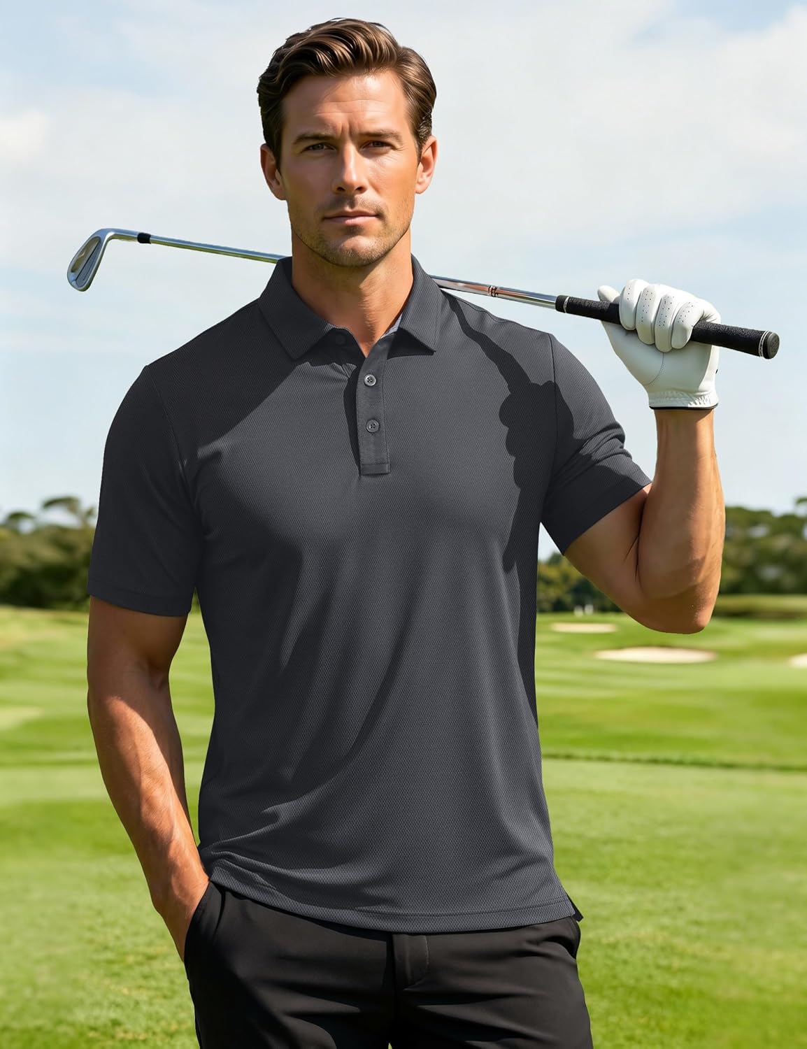 MAGCOMSEN Mens Polo Shirts Short Sleeve Moisture Wicking Performance Collared Shirt Athletic Casual Golf Polos