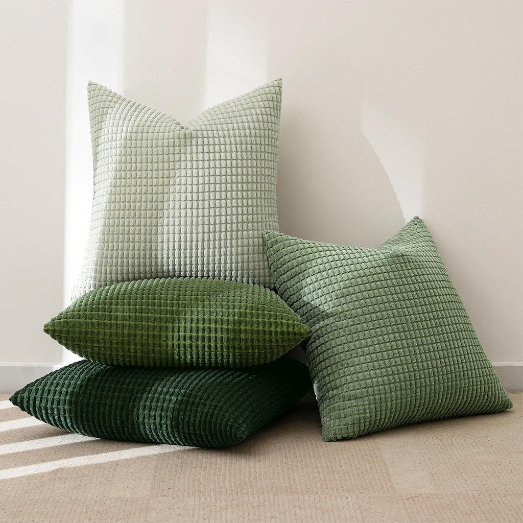 MIULEE Boho Decorative Pillow Covers 18x18 Inch Set of 4 Forest Green