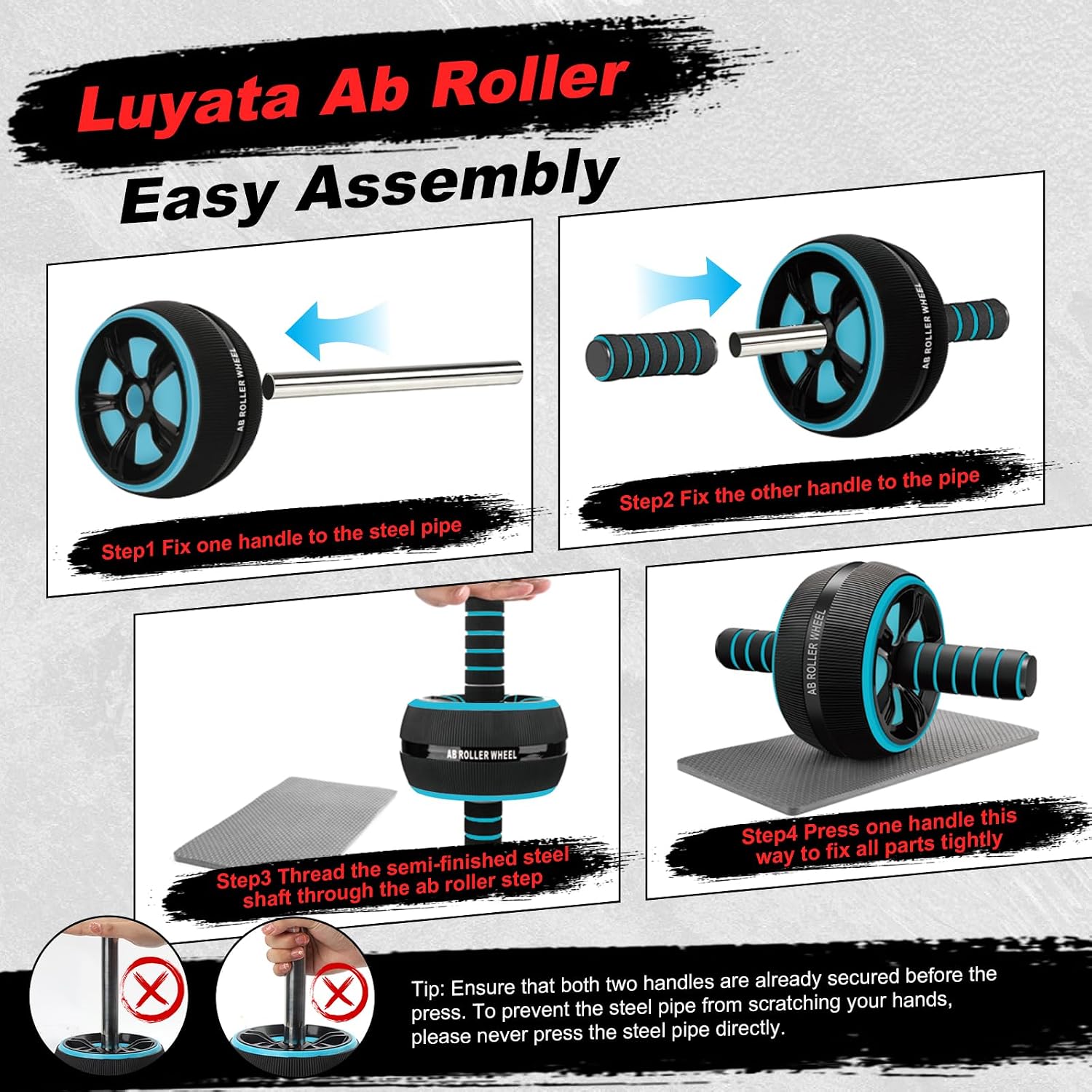 Ab Roller Wheel, 10-In-1 Ab Exercise Wheels Kit with Resistance Bands, Knee Mat, Jump Rope, Push-Up Bar - Home Gym Equipment for Men Women Core Strength & Abdominal Exercise