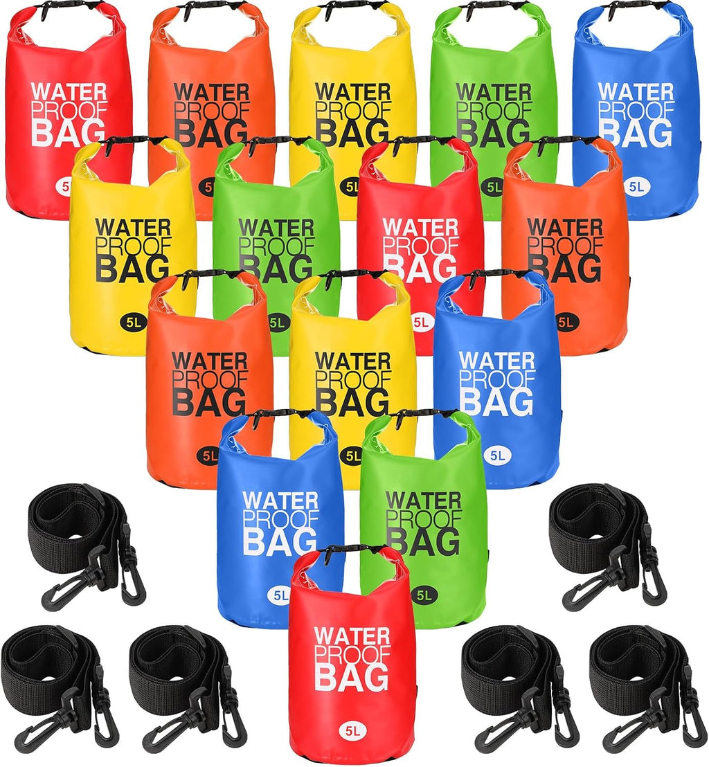 Jexine 10 Pack Dry Bag Waterproof, 5L Ultralight Dry Sacks Roll Top Storage Bag Backpack Camping Portable Outdoor Bags Keep Gear for Backpacking Kayaking Hiking Swimming Fishing Boating (Multicolor)