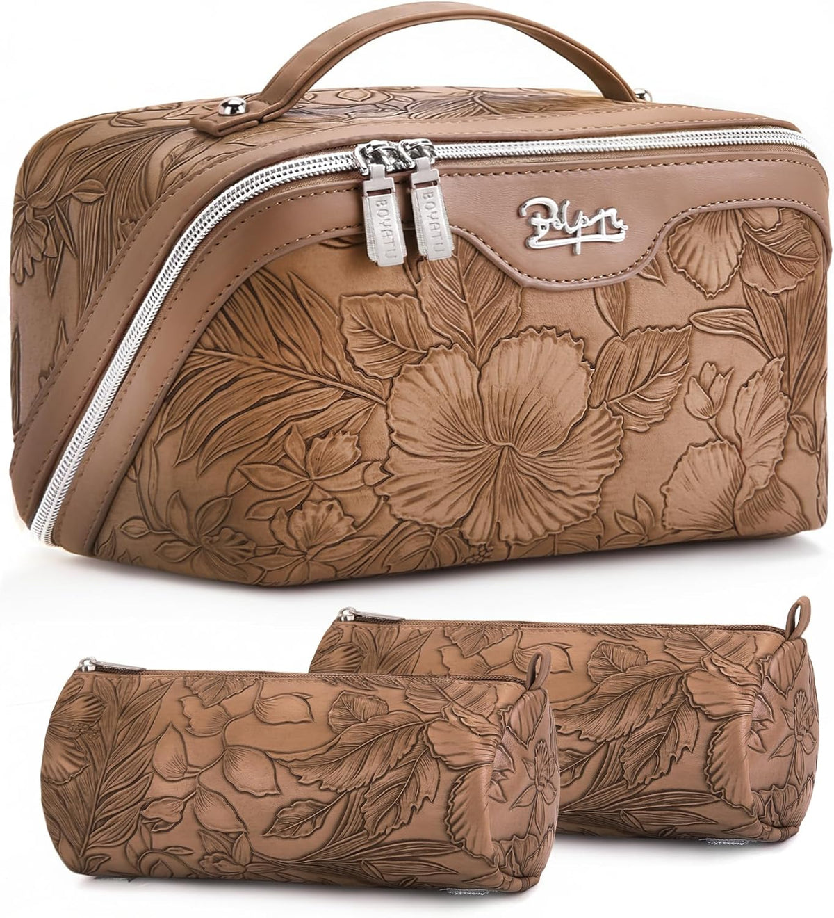 BOYATU Travel Makeup Bags Cosmetic Organizer Bag: 3-Set Make up Bag