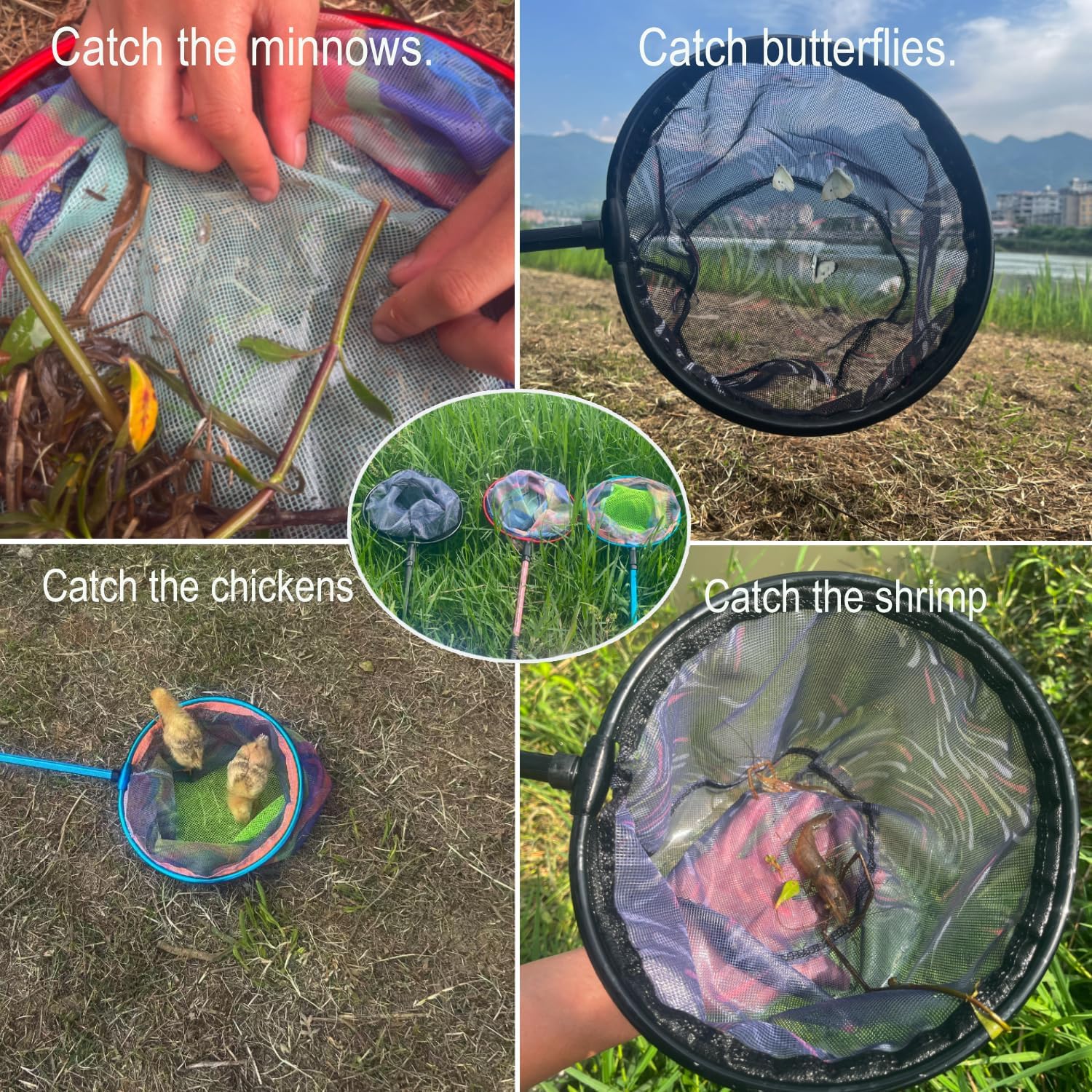 Fishing Net 2 Pack Retractable Lightweight Landing Net with Aluminum Rod Handle Fishing Nets for Youth Catch and Release Butterfly Nets